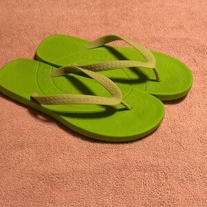 CROCS Lime Green Flip Flops